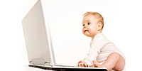 baby working on a computer